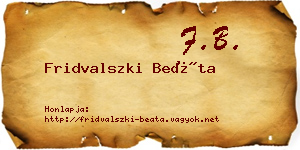 Fridvalszki Beáta névjegykártya